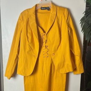 Metrostyle Yellow Two Piece Blazer and Lace up Dress​
